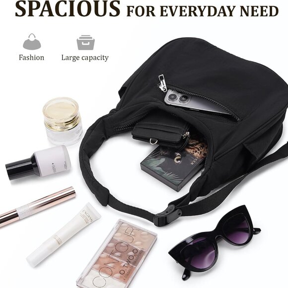 Puffer Shoulder Bag Nylon Small Crossbody with Adjustable Strap for Women - Picture 3 of 7